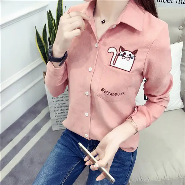 Artistic blouse with fun cat design Cat lover gift Cat shirt. Long sleeves blouse Autumn t shirt H\u0430\u043dd painted blouse with cats in love