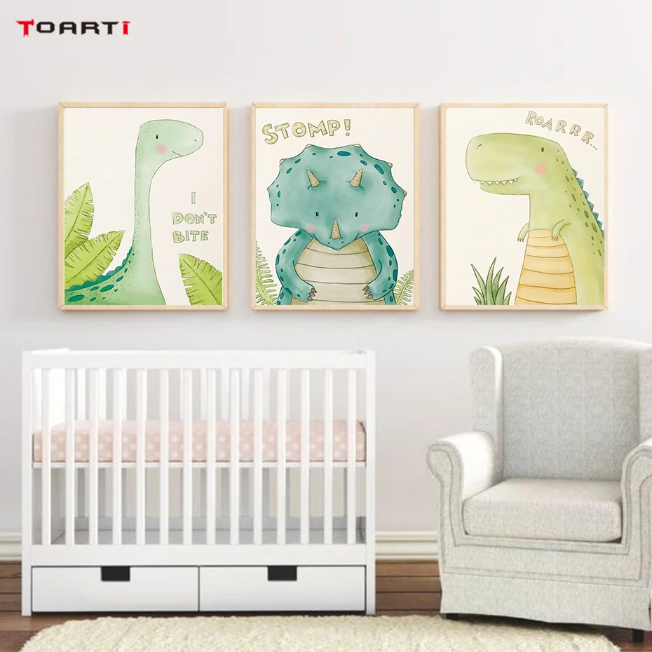 

Cartoon Animals Posters Prints Dinosaur Canvas Painting On The Wall For Kids Nursery Bedroom Home Decor Modern Art Pictures