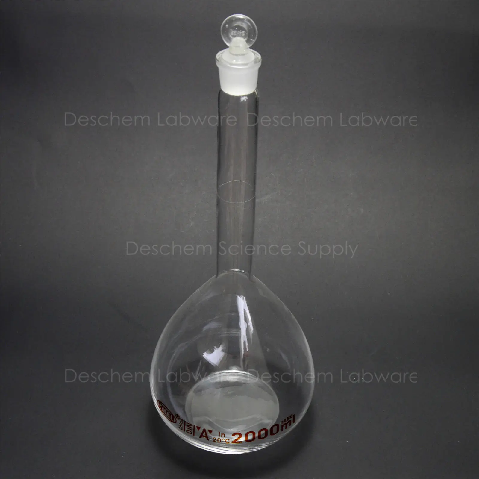 2000ml,Glass Volumetric Flask Bottle With Stopper,2 Litre,Lab Chemistry Glasswarin Laboratory