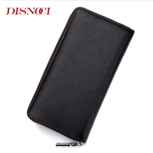 DISNOCI New Long Zipper Men's Clutch Wallet Genuine Leather Men Wallets Large Capacity Men's Purses Card Holder Black/Brown DISNOCI New Long Zipper Men's Clutch Wallet Genuine Leather Men Wallets Large Capacity Men's Purses Card Holder Black/Brown