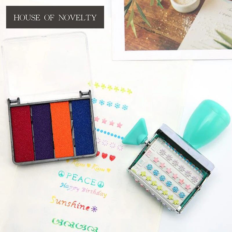 

Decorate Colorful Life Style Roller Stamp With Inkpad Diary DIY Stamp Set Student Prize Promotional Gift Stationery