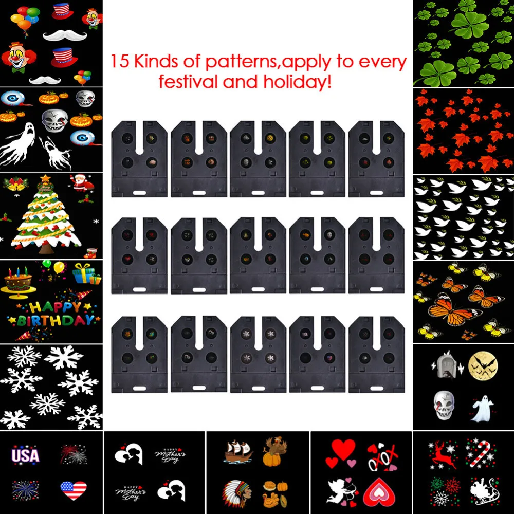 15 PCS RF Wireless Remote Control LED Projection Lamp Snowflake Star Laser Light Stage Lighting Effect for Halloween Christmas|light effect|stage