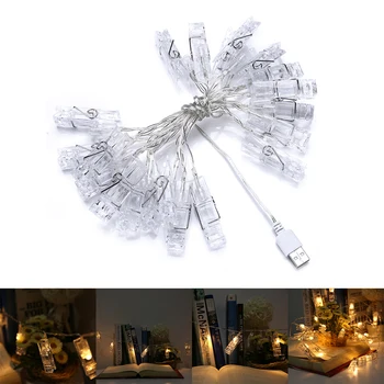 

3M 20LED USB Power Wall Decorative LED Photo Clips Pegs String Fairy Lights for Wedding photo display Decoration Christmas party