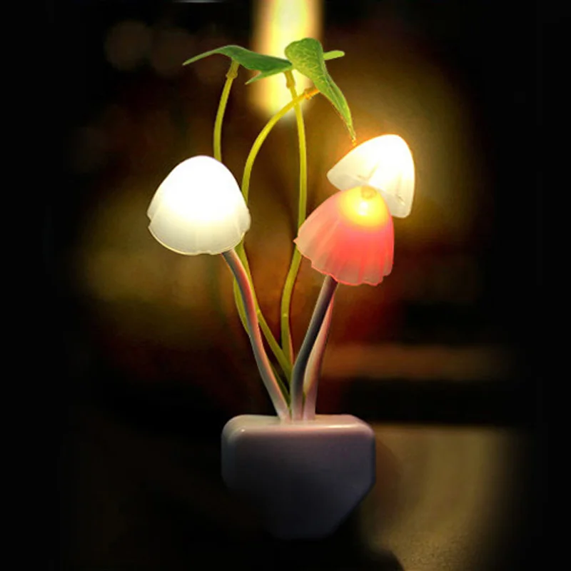 US/EU штекер разноцветный гриб светодиодный ночник лампа детская лампа для детской спальни датчик света новинка настенный светильник