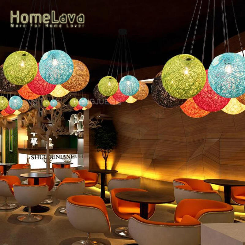 Modern Fashion Hand made Hemp Rope Pendant lights dining room suspension luminaire e27 110v/ 220v for decor D50CM