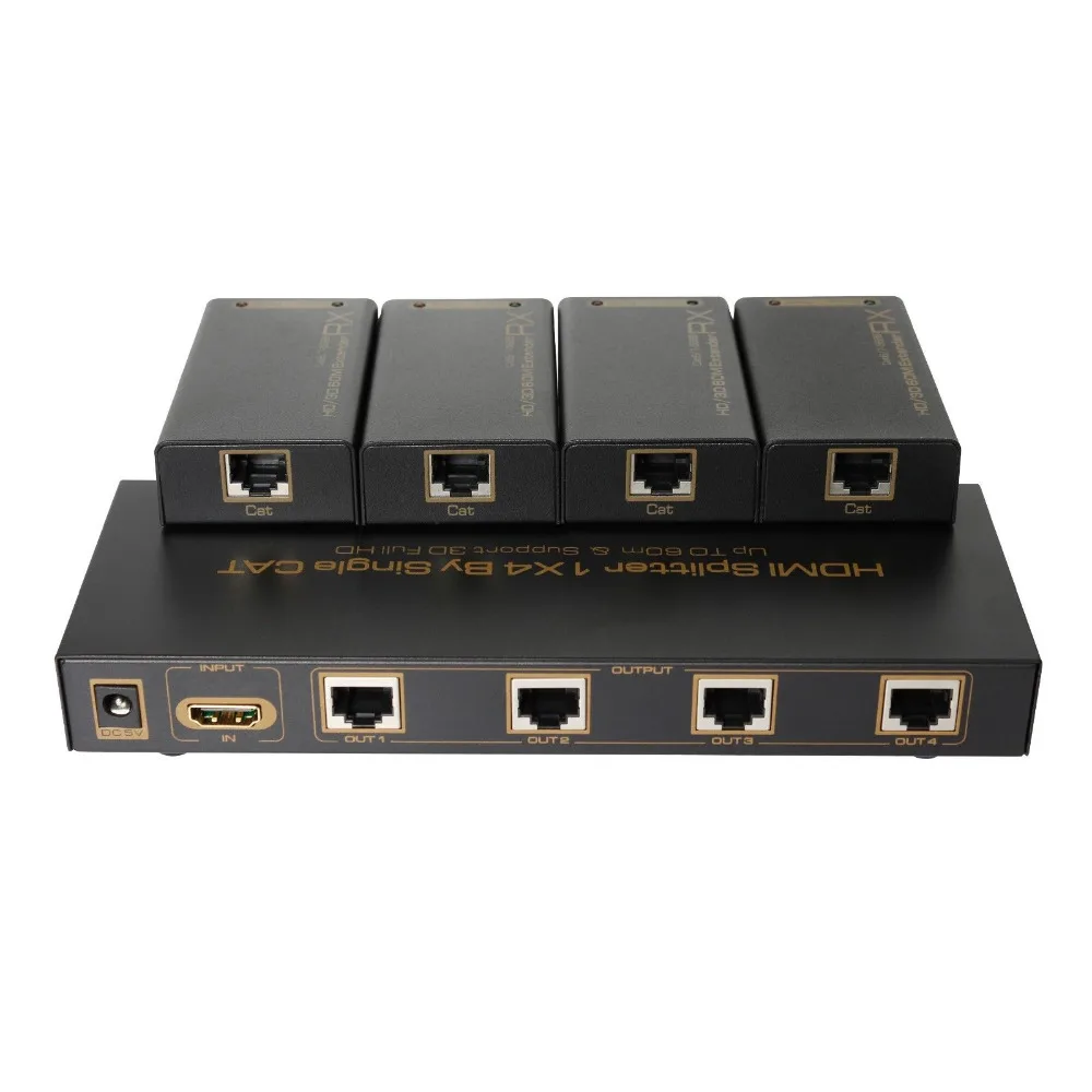 Новый порт HDMI сплиттер 1X4 amplificateur dextension par cat5e/6 a 60 m avec 4 recepteurs Full HD|hdmi splitter|port hdmisplitter