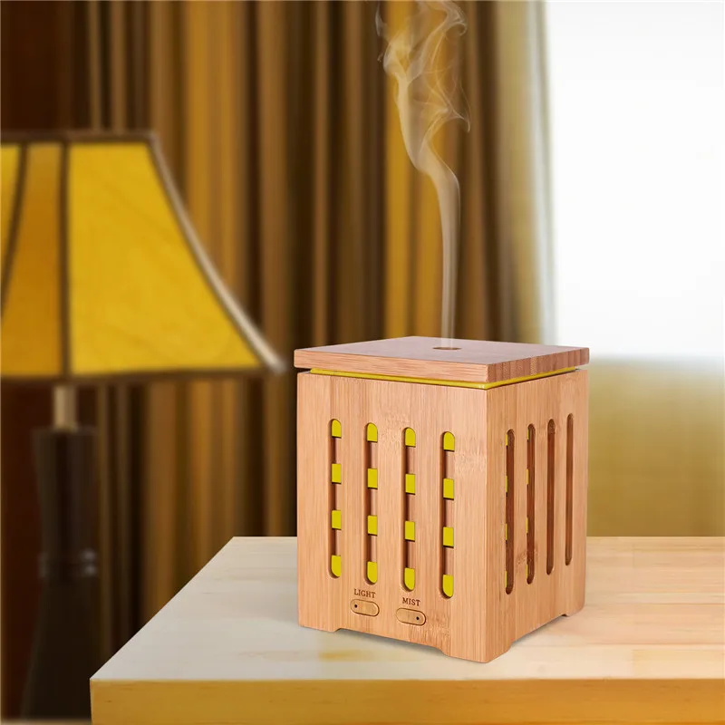Goede DEVISIB Real Bamboe Essentiële Olie Diffuser Ultrasone Aromatherapie Diffusers met 7 LED Kleurrijke Verlichting en Waterloze Auto Shut