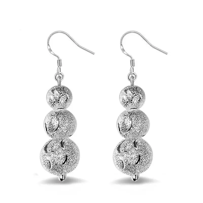 

Fashion Drop Earrings For Women Personality Scrub Beads Earring Earings 925 Sterling Silver Jewelry Earing Brincos Brinco Gift