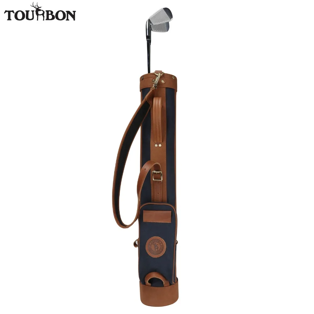 Tourbon خمر نادي الغولف حقيبة قلم رصاص نمط 24 oz قماش و الجلود الغولف بندقية الناقل البينية غطاء 78 سنتيمتر عميق الأزرق