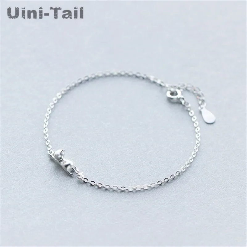 

Uini-Tail hot 925 sterling silver stereo lucky cat kitten bracelet animal ornaments frosted Korean temperament jewelry GN240