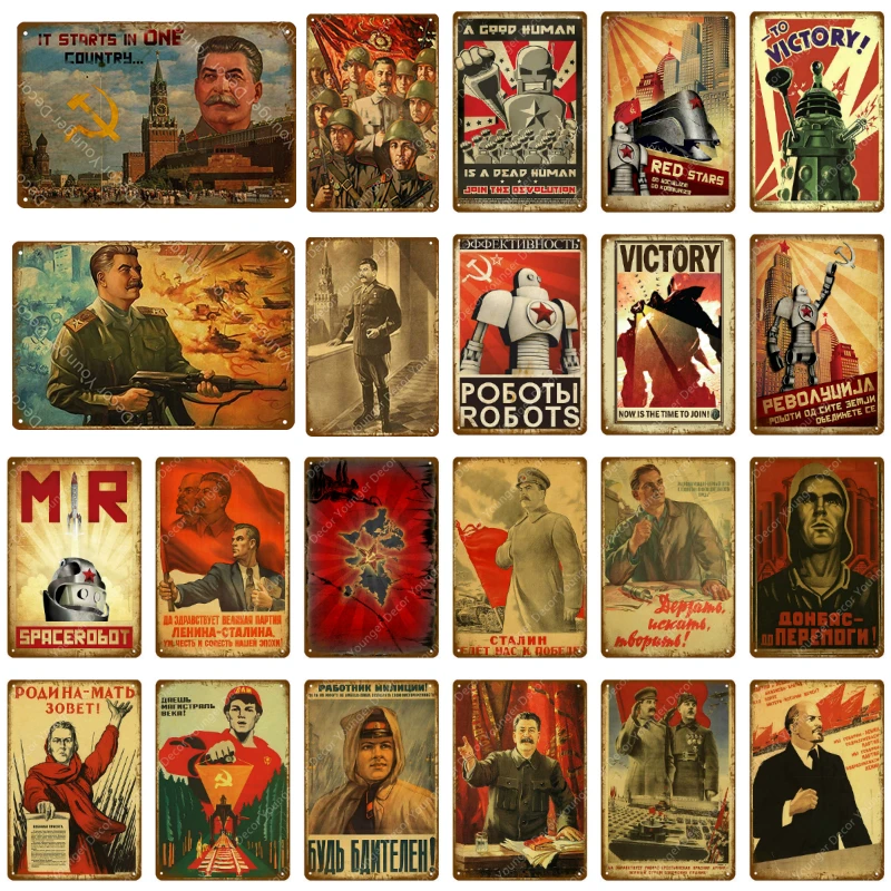 

Victory Stalin USSR CCCP Metal Tin Signs Retro Wall Sticker Art Decorative Plaque Pub Bar Home Decor Mr Robot Vintage Tin Poster