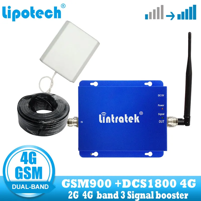Lintratek двухдиапазонный GSM 2G DCS 4G усилитель сигнала lte 1800 gsm 900 повторитель для