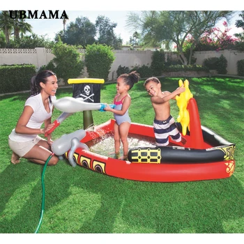 

Large size outdoor inflatable plastic swimming pool family children playground interesting ship style pool accessories