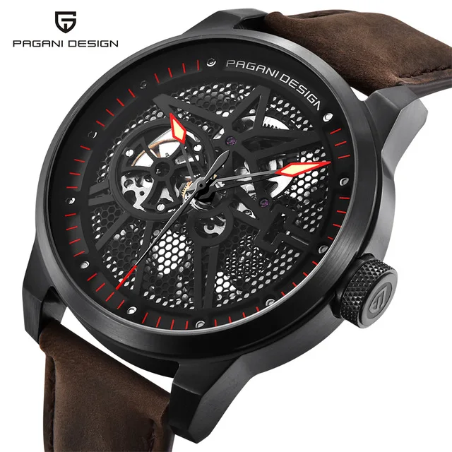 Модные Роскошные Брендовые Часы Pagani Leather Tourbillon автоматические мужские часы