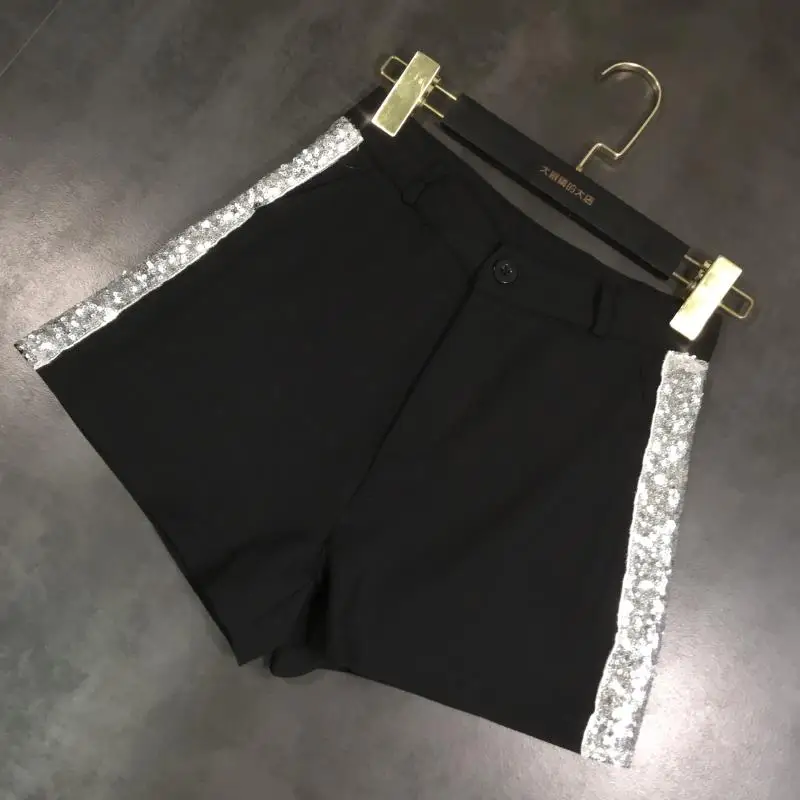 

2019 summer new side sequins women's suit fashion shorts