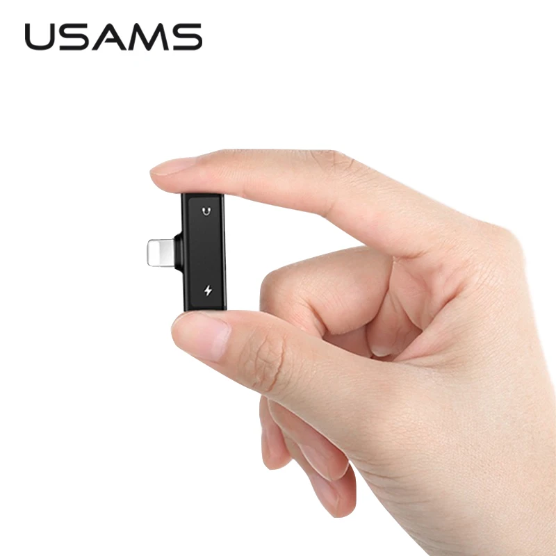 USAMS Dual Lighting зарядка и аудио адаптер для iPhone X XR XS 4 в 1 Зарядка прослушивание