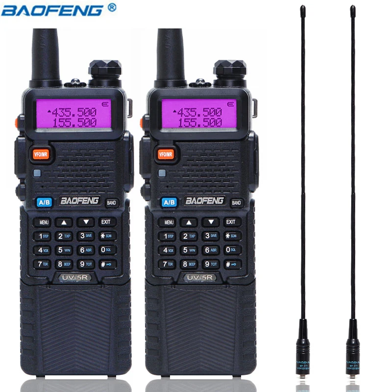 2 шт. BaoFeng UV-5R рация с батареей 3800 мАч двухдиапазонный 136-174 и 400-520 МГц UV5R