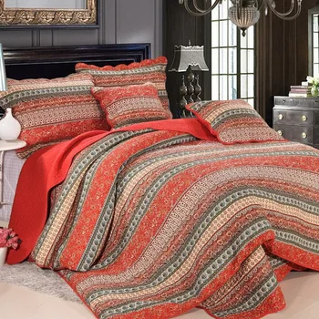 

Washed Cotton 3 Piece Quilt Set Full Queen Bedspread Coverlet Floral Printing Bedding Set Includes 2 Shams