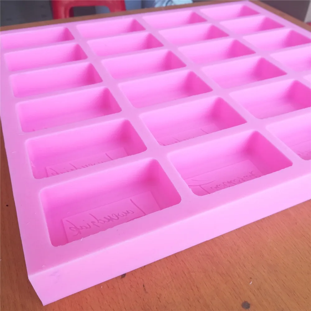 Customized 24 Cavities Soap Mould with Brand Custom Silicone Tray Silicone Mould for Rectangle Bar Soap Making