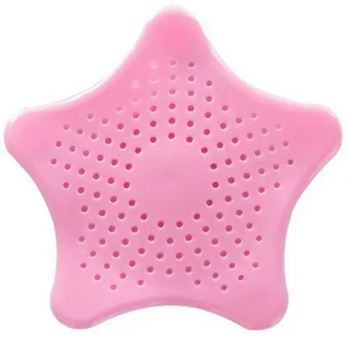 Five-pointed Star Filter Drain hair Catcher Cover shower filter Kitchen Bath Sewer Sink Waste Strainer Filter 5 Color Optional - Цвет: pink