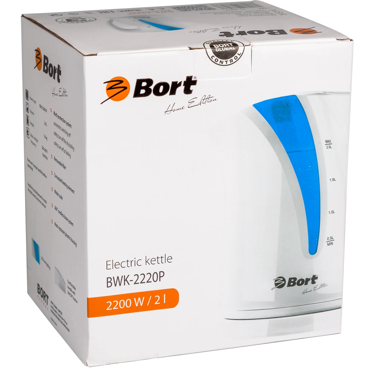 Чайник электрический Bort BWK-2220P (объем 2л., подсветка голубого цвета, фильтр)