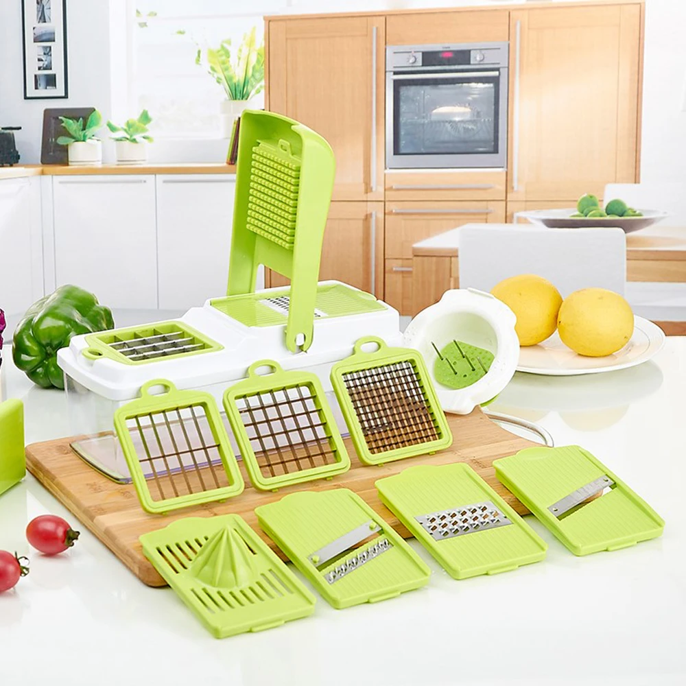 

Manual Vegetable Fruit Grater Dicer Multi-functional Blades Onion Cutter Potato Cutter Chopper Chip Sliced Kitchen Gadgets Tool