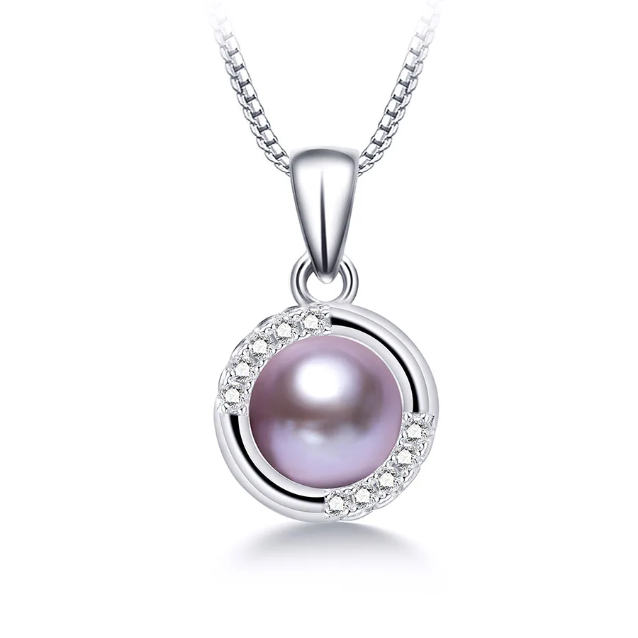 Lindo 90% OFF Твердые серебряные натуральные Подвески с пресноводным жемчугом для женщин модное ожерелье из стерлингового серебра 925 пробы классические ювелирные украшения - Цвет камня: purple pearl