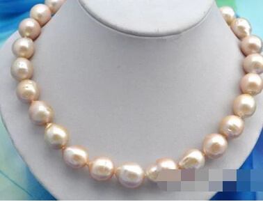 

huij 004905 baroque round pink reborn keshi pearl necklace