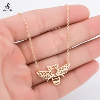 

Oly2u Origami Bee Necklace Bug Charm Female and Male Gift Animal Necklace Bug Necklace &Pendants Party Women Geometric Jewellery