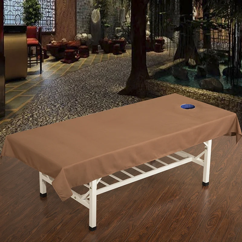 Салон красоты спа для массажной кровати лист хлопок/полиэстер простой плоский лист покрытие стола простыни с отверстием# sw - Цвет: -LY-10