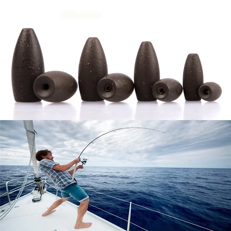 5PCS 8 Styles Flipping Weight Bullet Worm Weight Fishing Sinker Lure