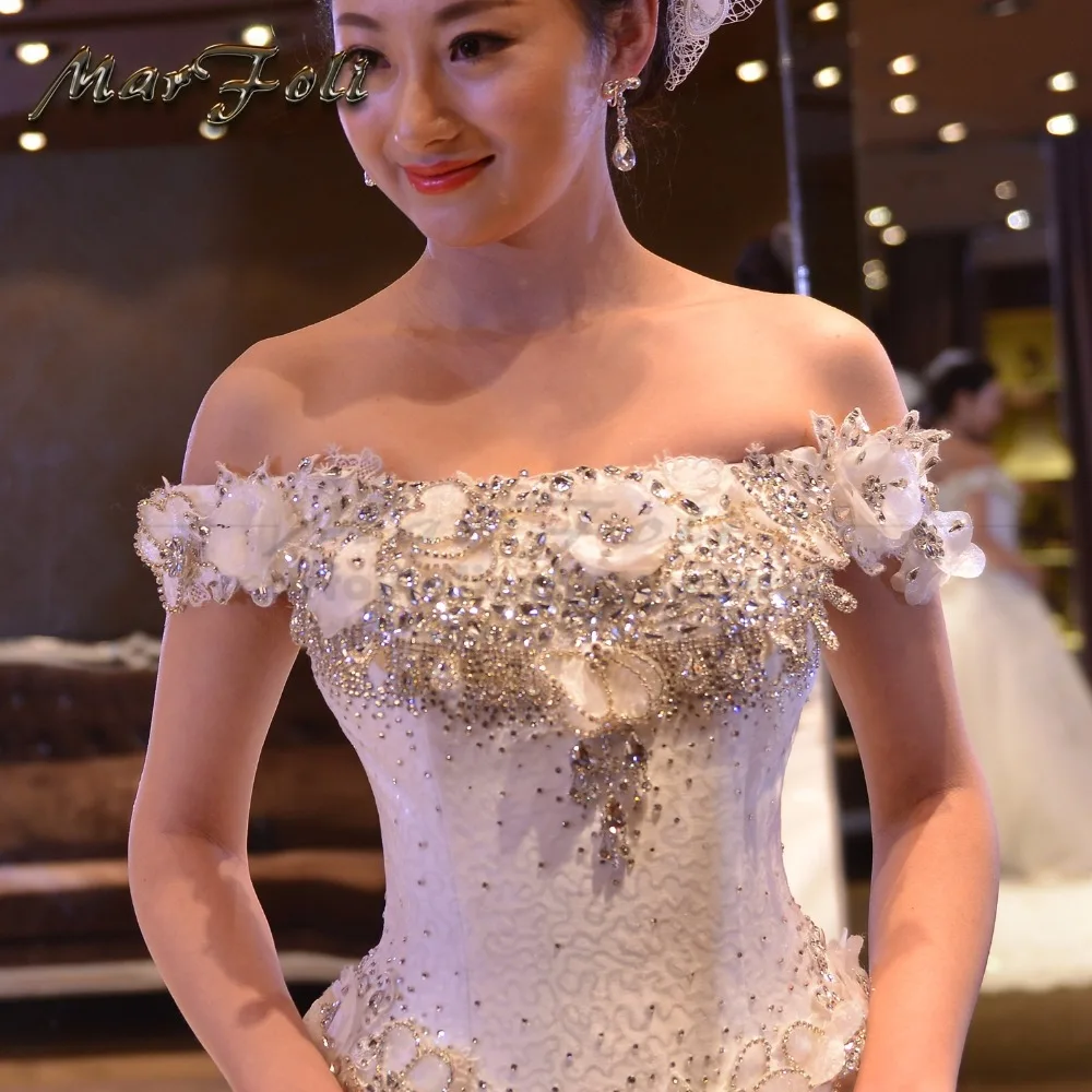 Marfoli Роскошные свадебные платья высокого класса с бисером и кружевом трапециевидной формы на заказ размер свадебное платье De Noiva WD14137