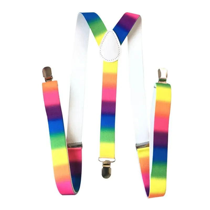

Fashion Personality Rainbow Print Strap Belts Unisex Adult Straps Clip Adjustable Suspender Belt