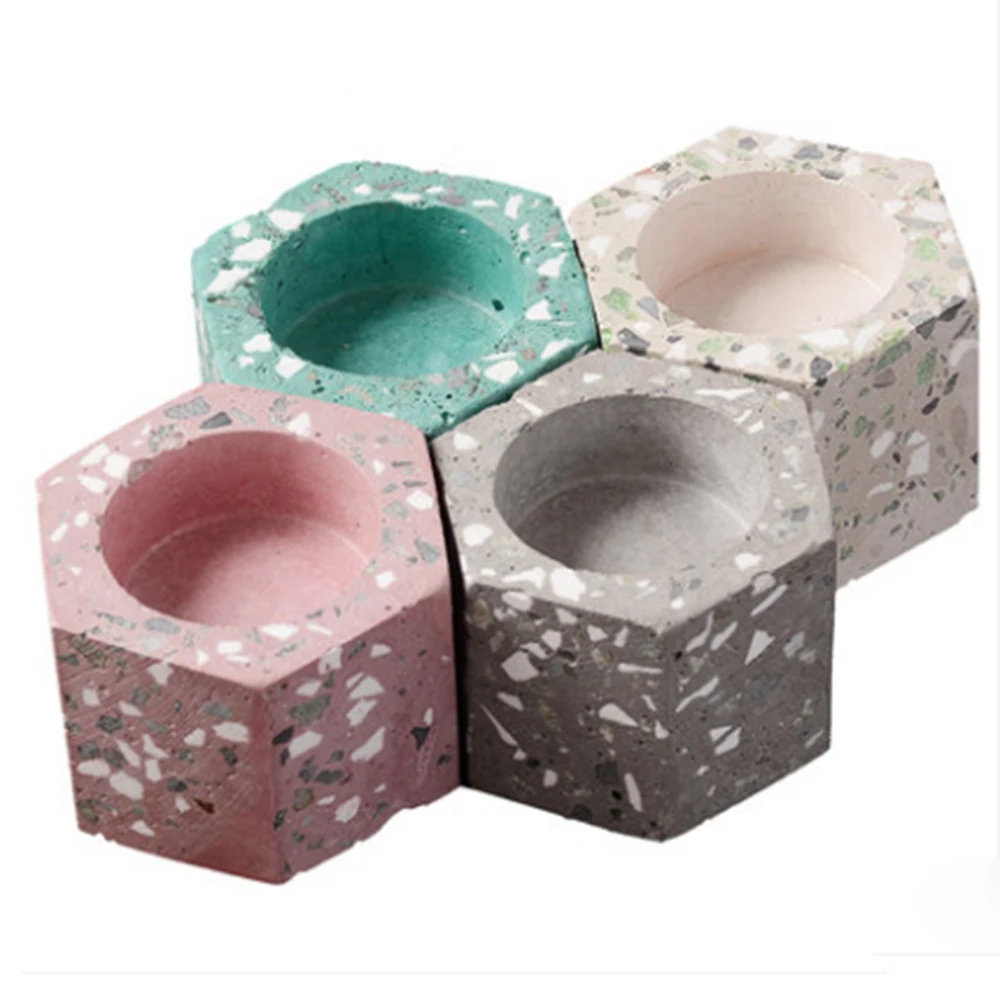 

Cement candlestick silicon mold hexagon design candlestick mold home decoration candle holder place pieces mold