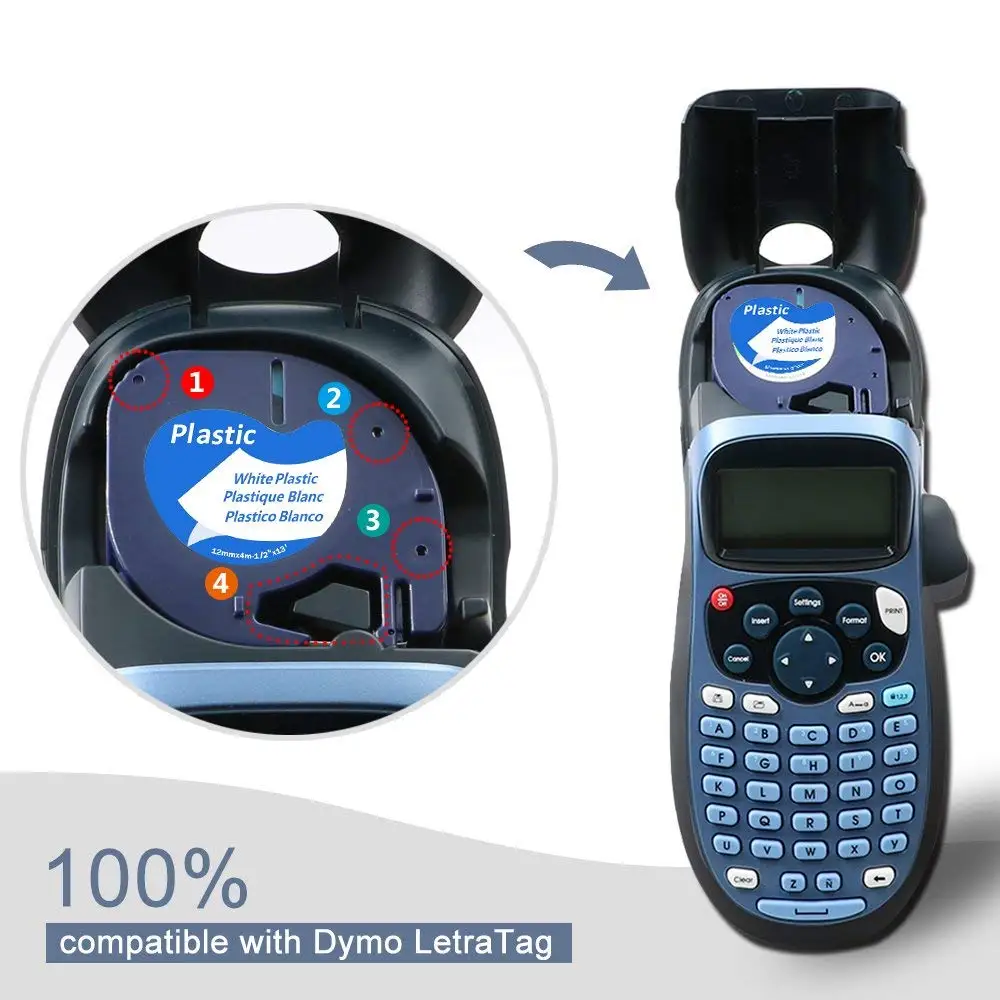 Лента для этикеток Kodex LT 91201 5 шт. совместима с пластиковой лентой DYMO Letratag 12 мм