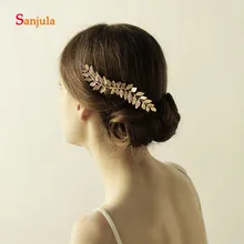 Золотой ободок с листьями для невесты, аксессуары для волос с расческой, нарядные вечерние головные уборы для девочек, аксессуар для волос mariage H54