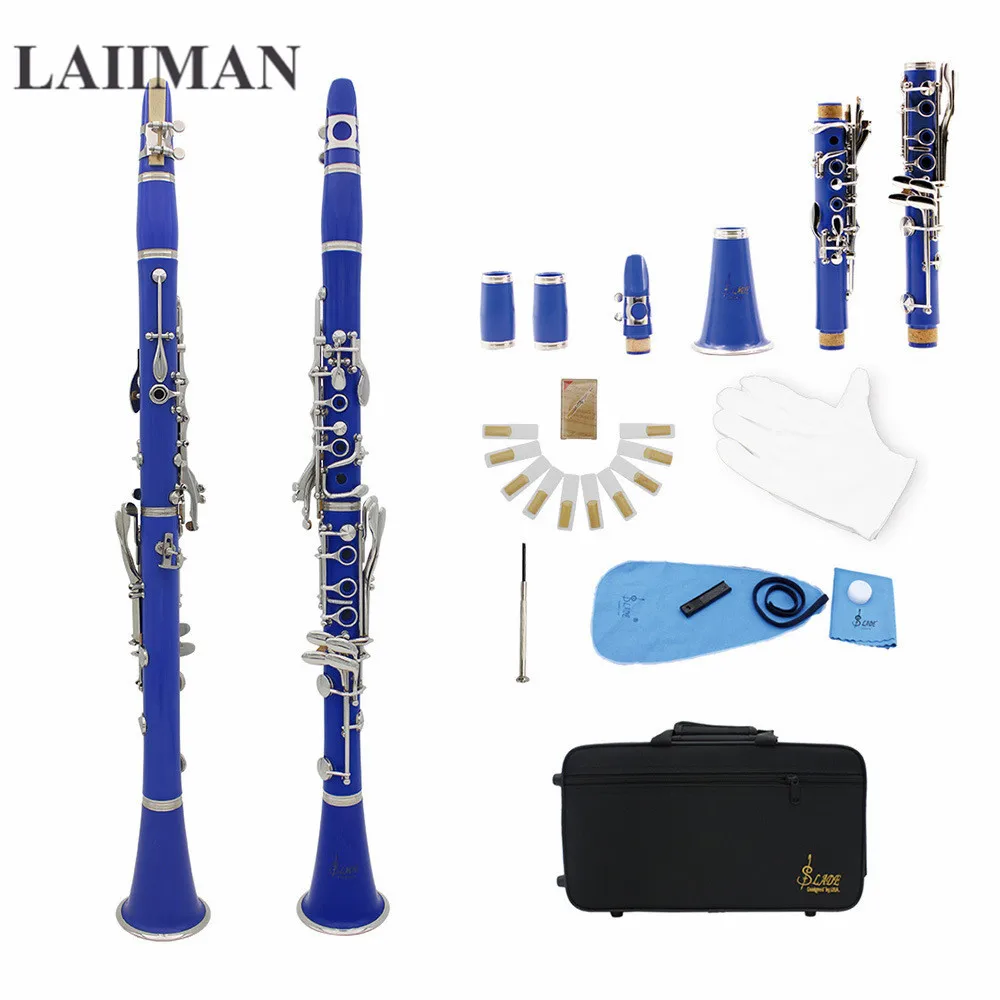 

17 Key bB Flat Soprano Binocular Clarinet with Cork Grease Cleaning Cloth Gloves 10 Reeds Screwdriver