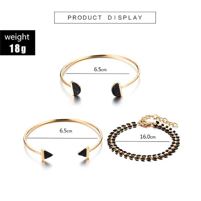2019 New Women Men Fashion Bracelet Creative Leaves Wheat Ears Round Summer Beach Open Bracelet 3 Piece Set #E03 (1)