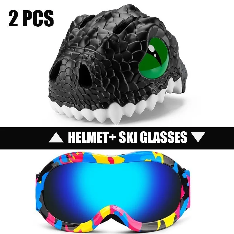 2 Pcs Ski Helmet Goggles Boys And Girls Snowboard Helmet Moto Snowmobile Skateboard Safety Helmet Mask Winter Skiing Goggles - Цвет: Color6