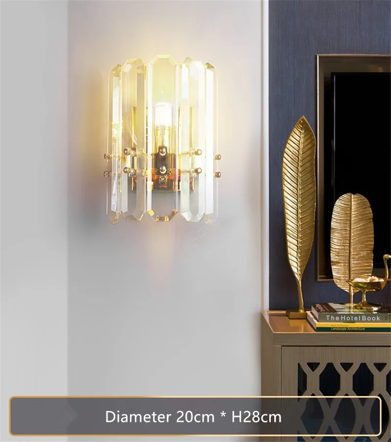 Современный роскошный Европейский Золотой Кристалл светодиодный бра светодиодный настенный светильник украшение для спальни отеля