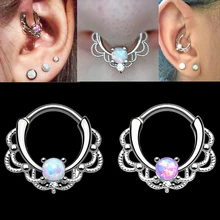 BOG-10PCS Титан и опал и латунь Lacey опал навесной перегородки кликеры кольцо в носу соска губ Козелка хряща уха пирсинг ювелирные изделия