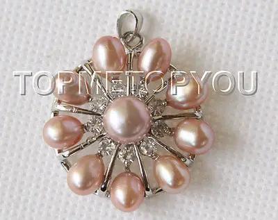 

Free Shipping ***Hot sale >>>30mm snowflake shape purple pearls necklace pendant