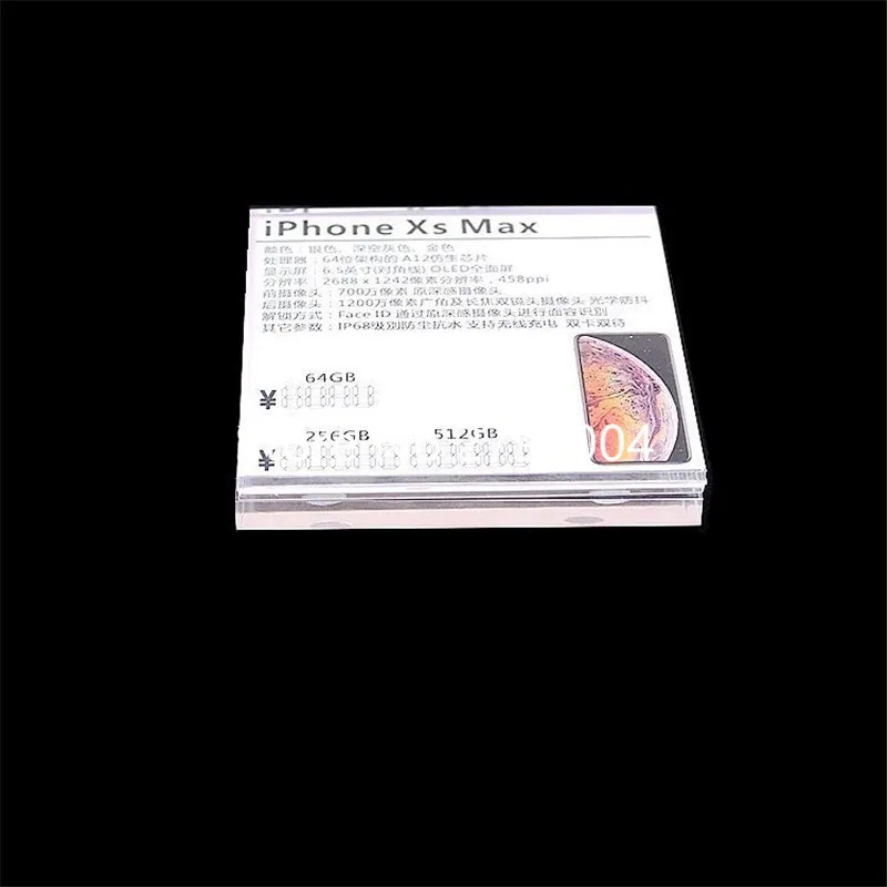 

10pcs/lot 10*10m Price Tag Display Acrylic Magnetic Picture declining Desk Sign Frame AD Block Label Display Stand