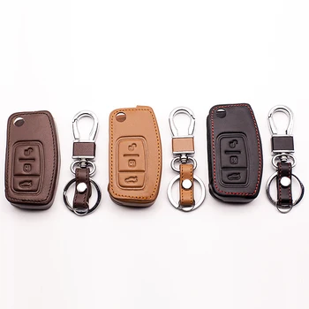 

Car Leather Key Case Key Cover For Ford Focus 2 MK2 Focus 3 MK3 MK4 3 buttons leather car remote key case car keys accessories