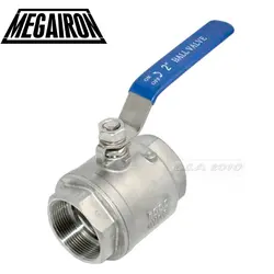 MEGAIRON BSPT 2 "DN50 Female Нержавеющая сталь SS316 Двухкомпонентный клапан Шаровой кран с полным диаметром с шаровым клапаном с виниловой рукояткой