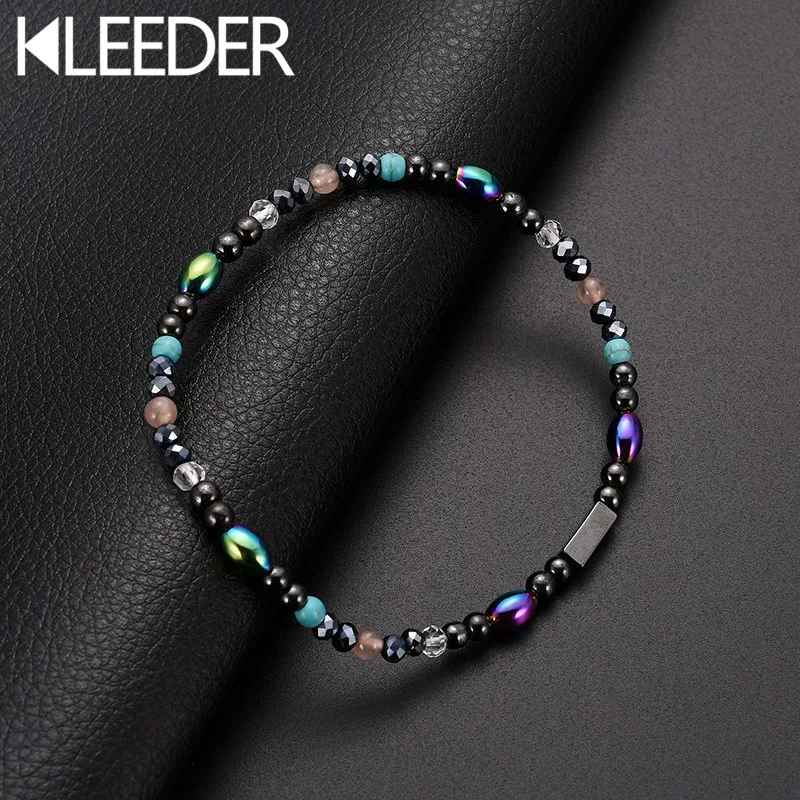 

KLEEDER Magnetic Stone Anklets Therapy Weight Loss Slimming Beaded Anklets for Women Fashion Jewelry Health care ankle bracelets