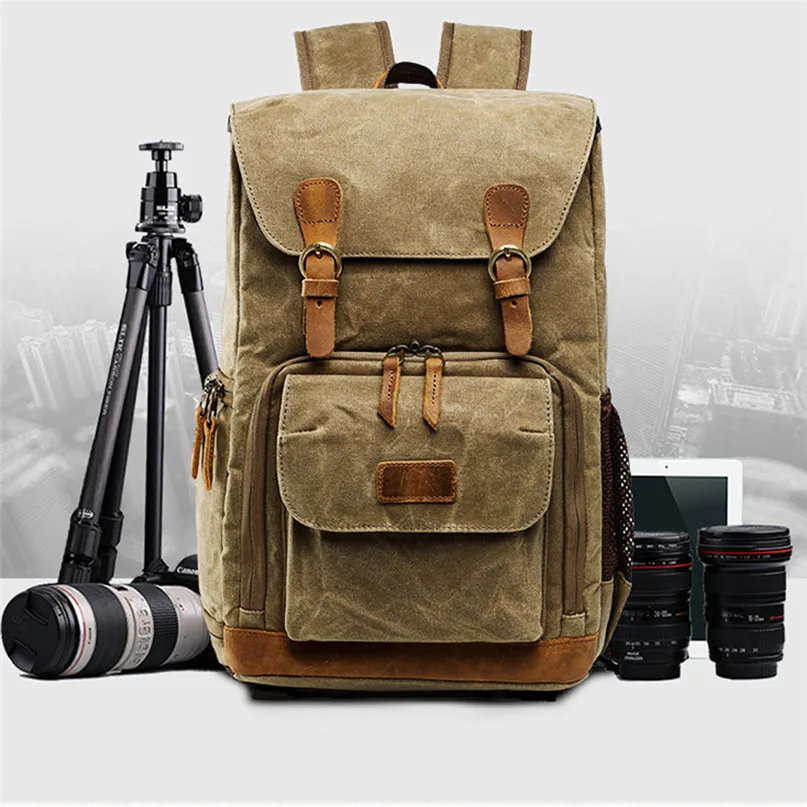 Outdoor Bags Photography Bag Premium Vintage Photography Backpack Waterproof Photography Canvas Bag #2d31  (11)