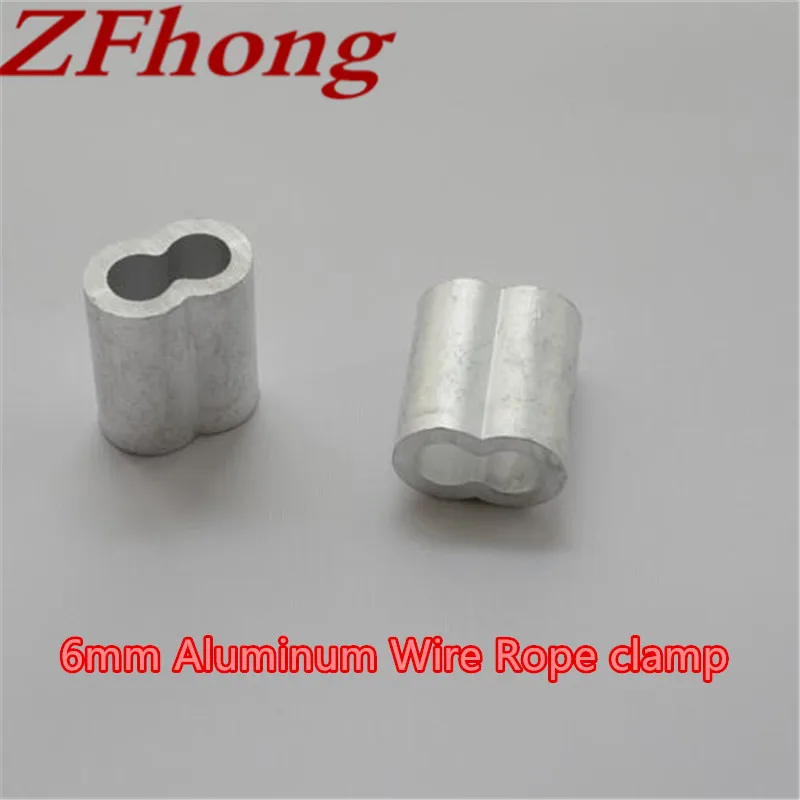 

50pcs 6mm M6 Aluminum Cable Crimps Sleeve Shape 8 Double Hole Ferrule Crimping Loop Oval Wire Rope Clip Swage Fittings