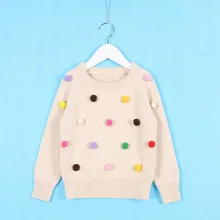 Модный свитер для девочек в европейском стиле; Детские Шерстяные Топы с узором из гранул; детская трикотажная одежда; детская хлопковая верхняя одежда