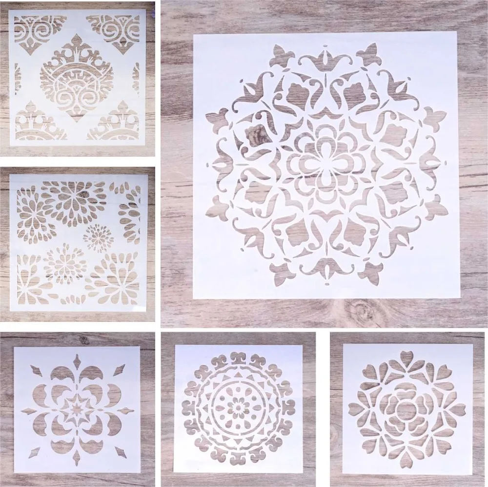 

6 pcs DIY Craft Layering Background Stencil For Wall Painting Scrapbooking Stamping Album Decorative Embossing Paper Cards